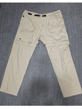 Vintage Outersport Tan Nylon Convertible Zip Off Cargo Pants Shorts Large
